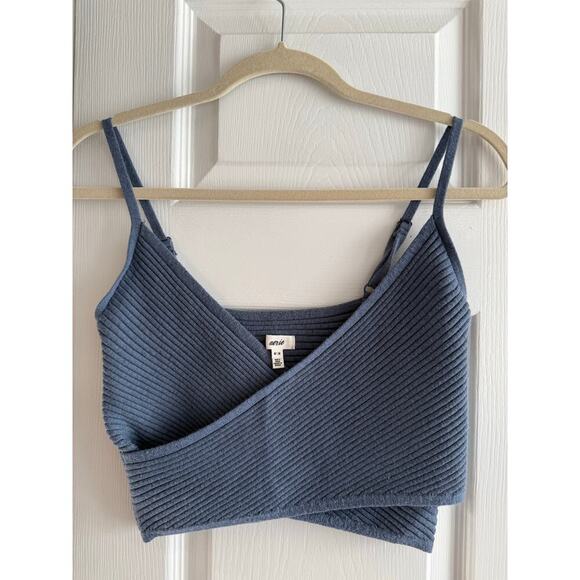 Aerie Women’s Cross Front Sweater Tank Top Marbled Blue size medium - Picture 4 of 7